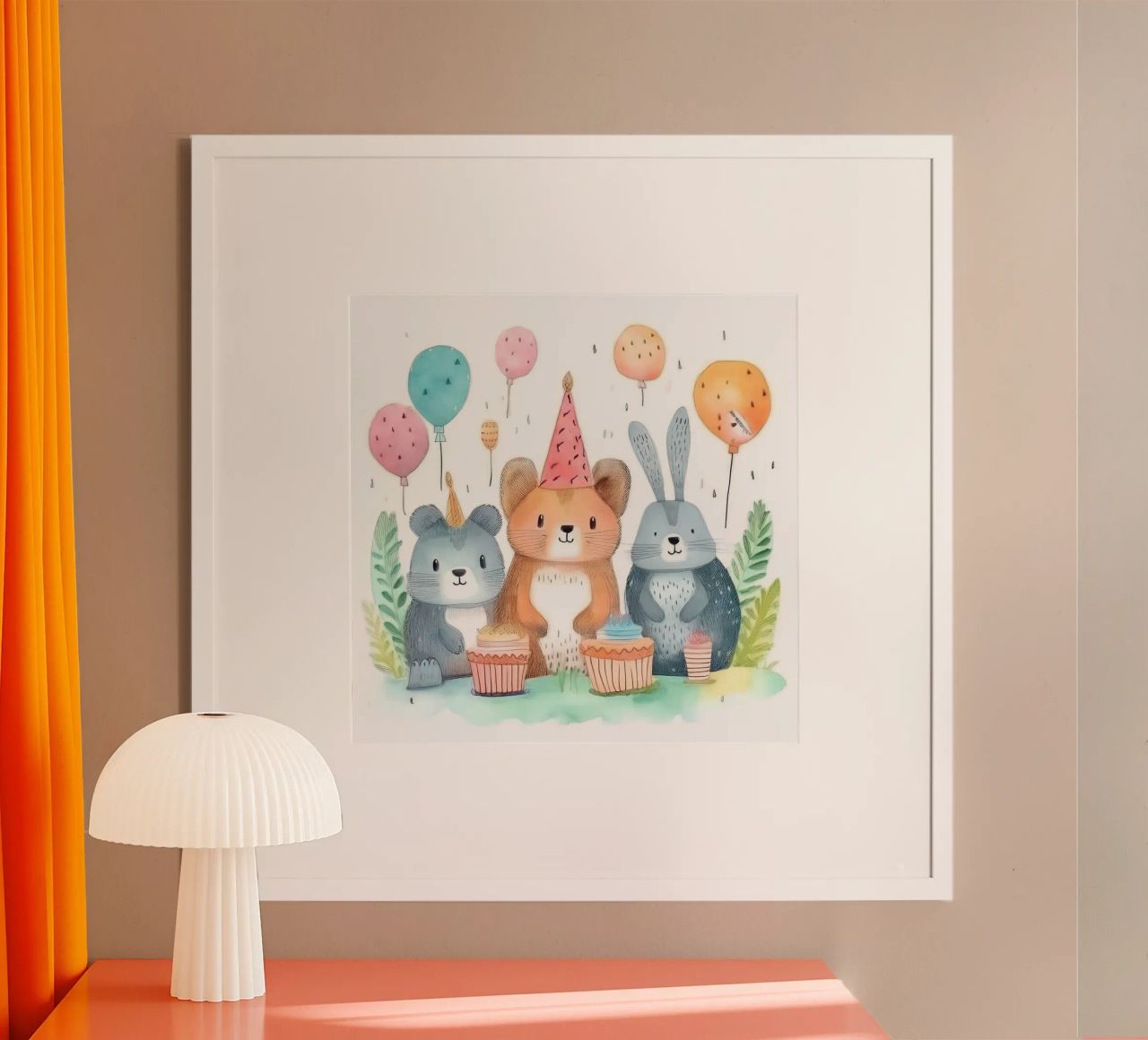 Adorable Animal Birthday Party – Whimsical Nursery Print poster by HoneyDesignsByK