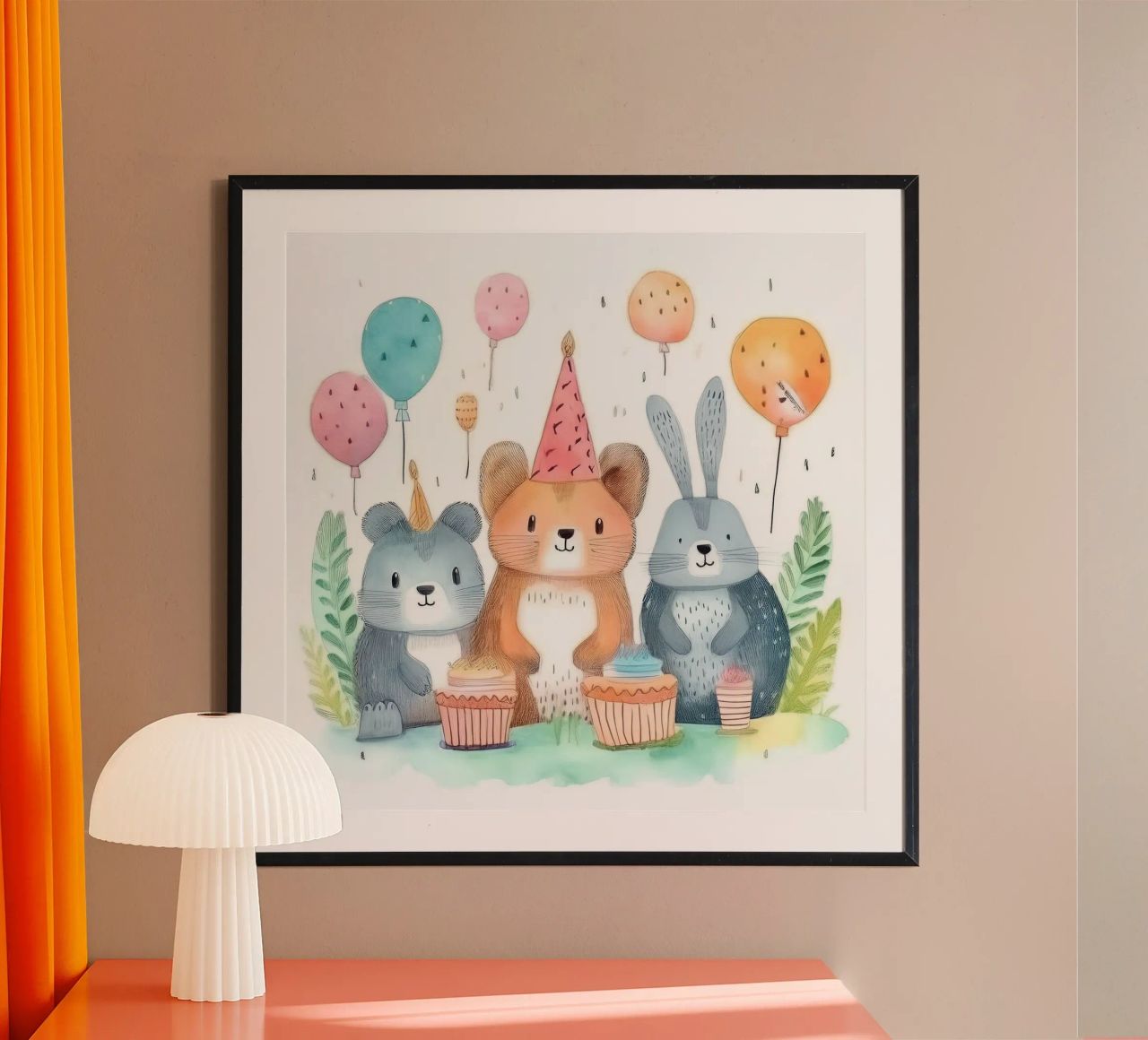 Adorable Animal Birthday Party – Whimsical Nursery Print poster by HoneyDesignsByK