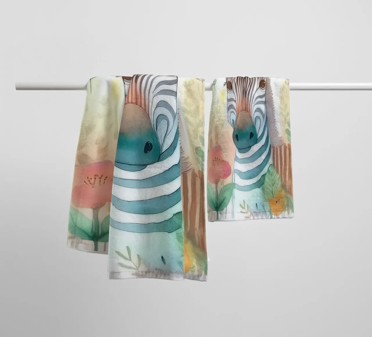 Whimsical Zebra in Floral Wonderland – Nursery Wall Art towel by HoneyDesignsByK