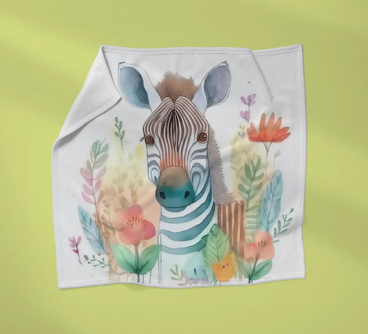 Zèbre fantaisiste au pays des merveilles florales - Art mural pour la chambre d'enfant plaid polaire de HoneyDesignsByK