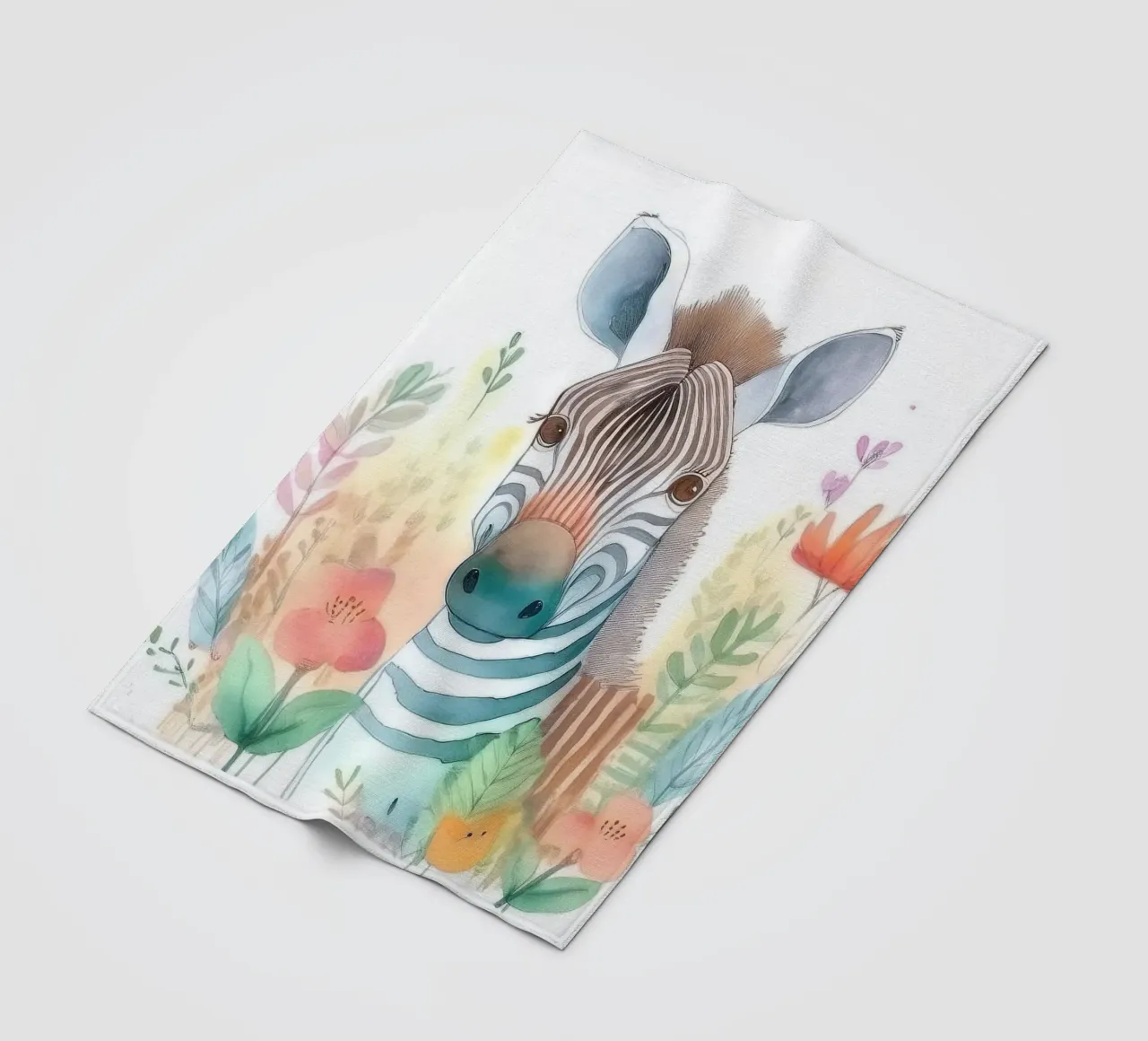 Zèbre fantaisiste au pays des merveilles florales - Art mural pour la chambre d'enfant plaid polaire de HoneyDesignsByK