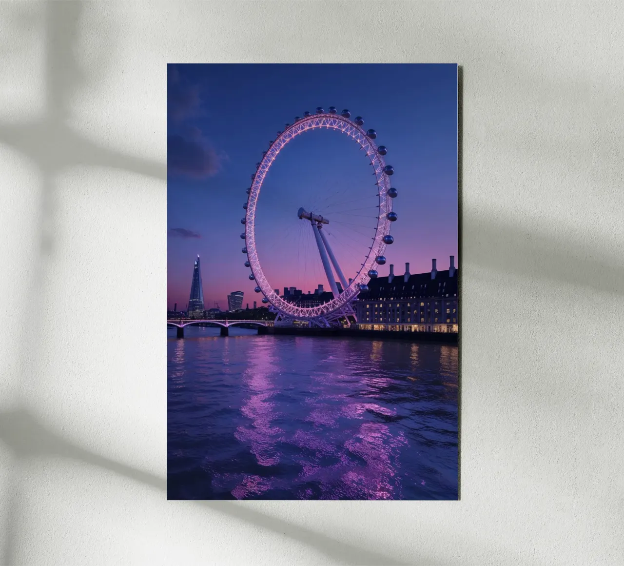 The London Eye and the Shard at Dusk alluminio dibond da AlbertKlee