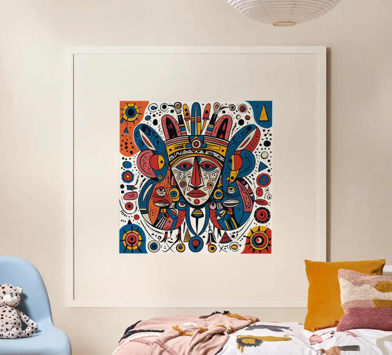 Aztec Mask Graffiti Art poster with aluminum frame by Signorino