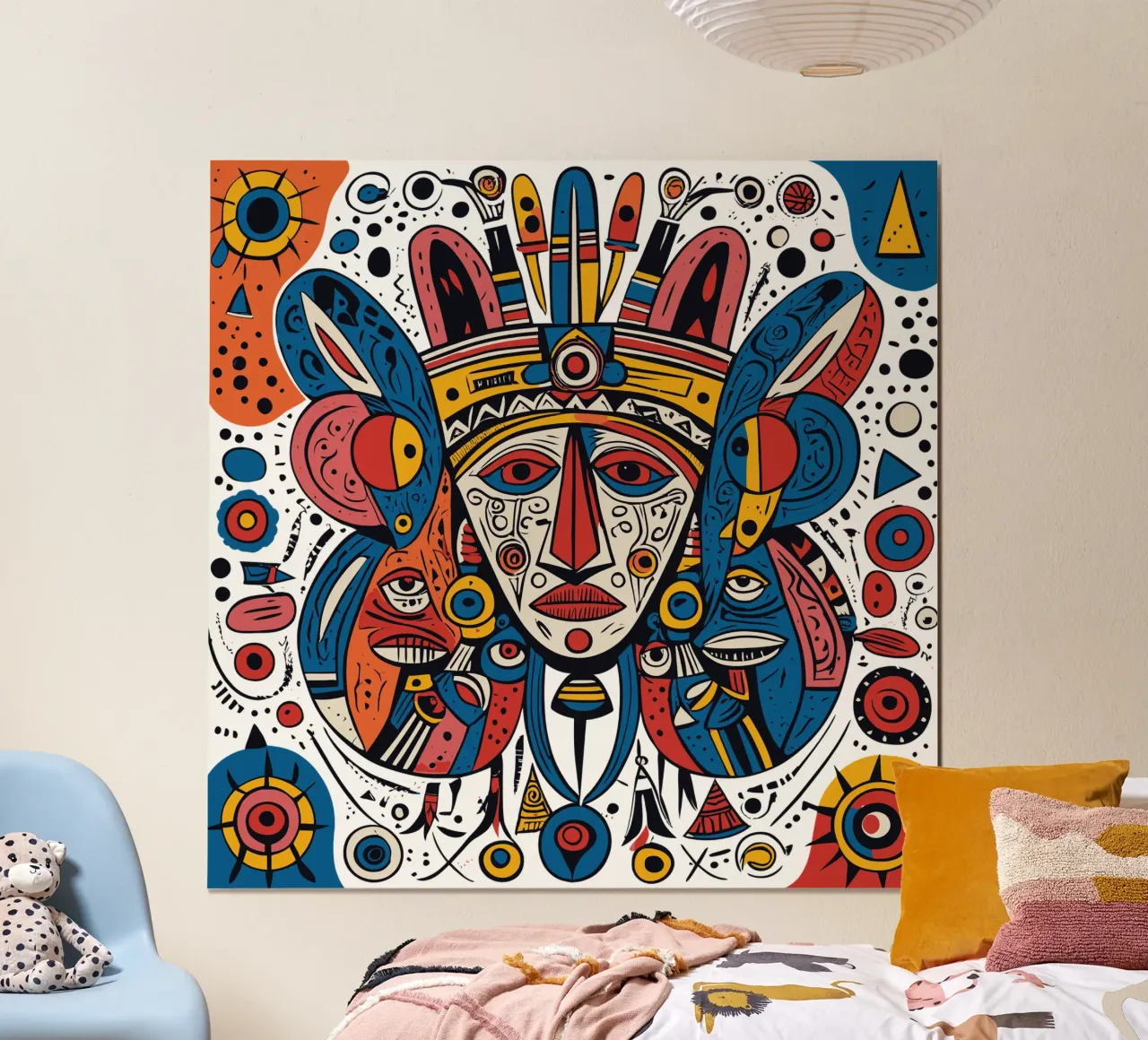 Aztec Mask Graffiti Art poster with aluminum frame by Signorino