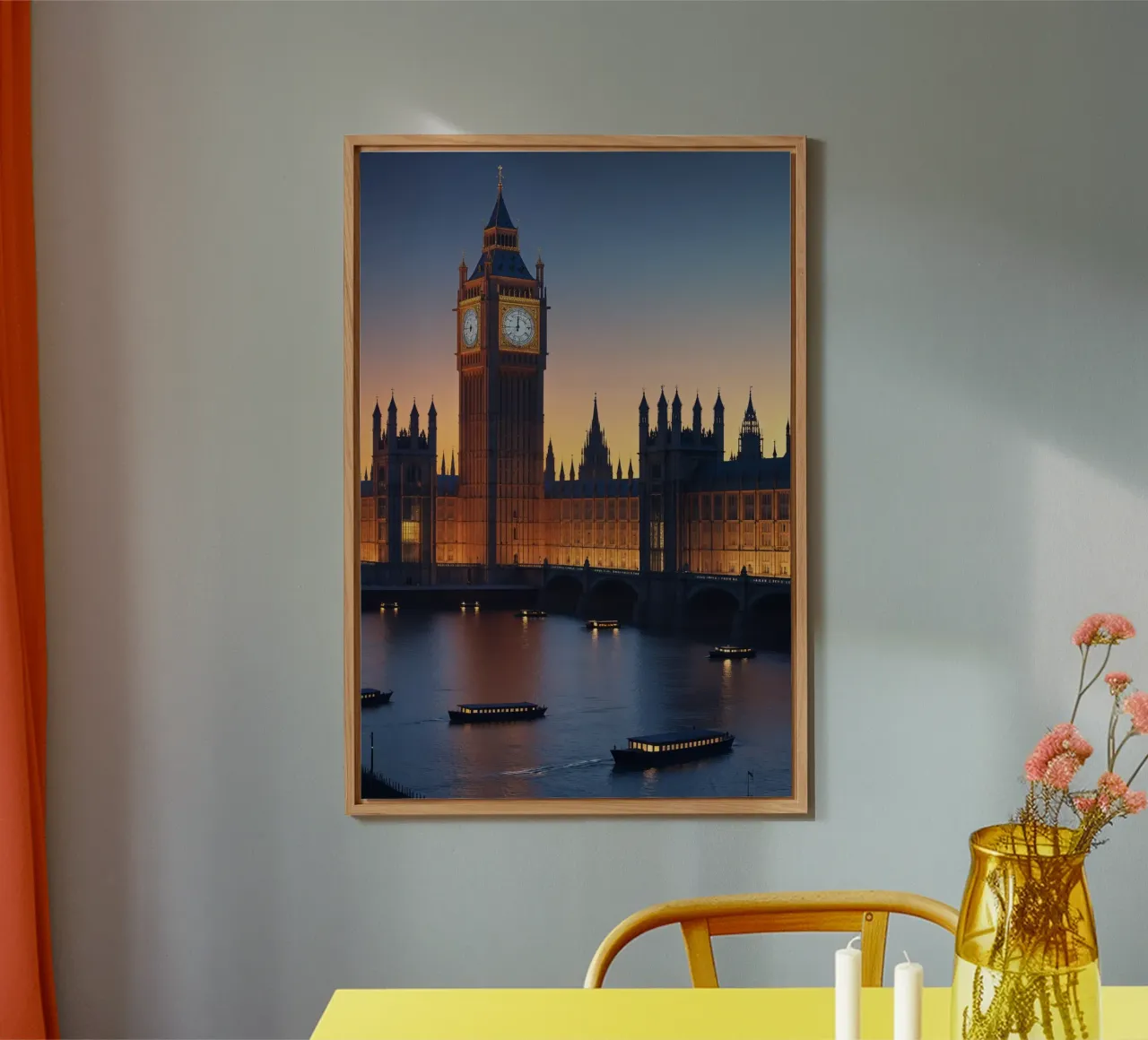 Big Ben Reflected: A Majestic Evening Scene alluminio dibond da AlbertKlee
