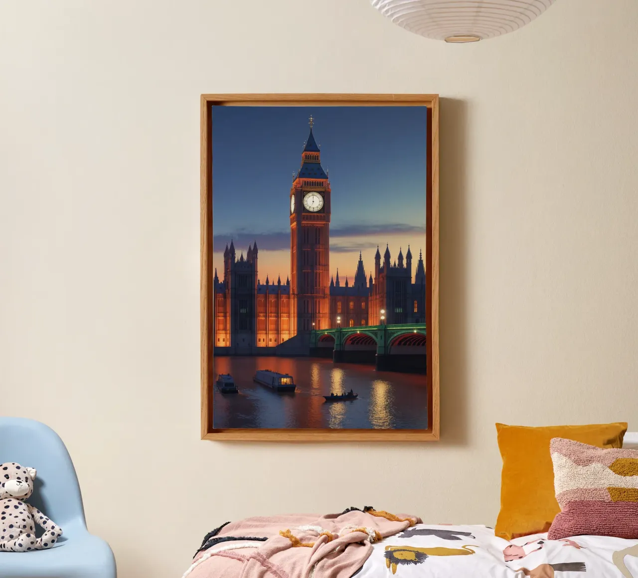 Big Ben and Westminster Bridge: Twilight Glow tela con Cornice a cassetta da AlbertKlee