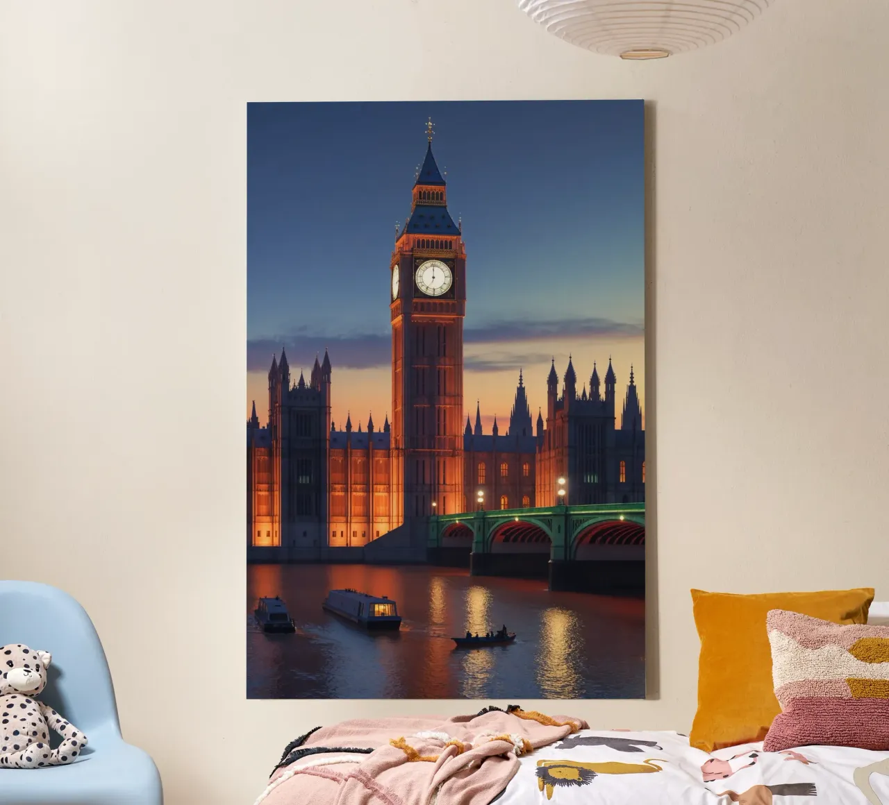 Big Ben and Westminster Bridge: Twilight Glow tela con Cornice a cassetta da AlbertKlee