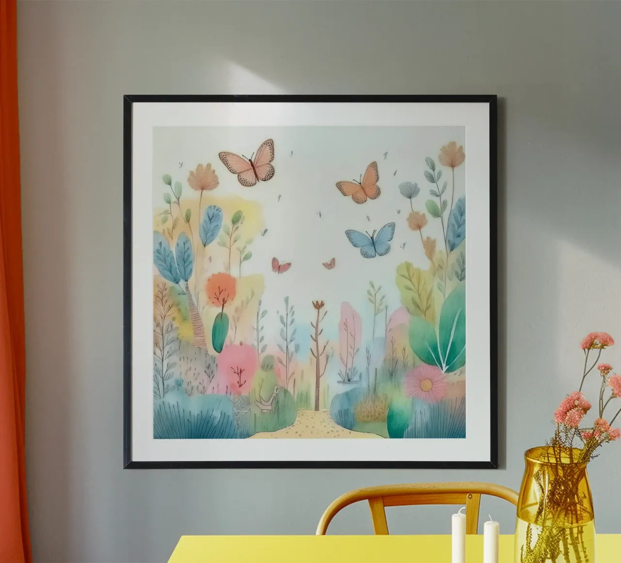 Giardino delle farfalle - Incantevole opera d'arte da parete sulla natura poster con telaio in plastica da HoneyDesignsByK