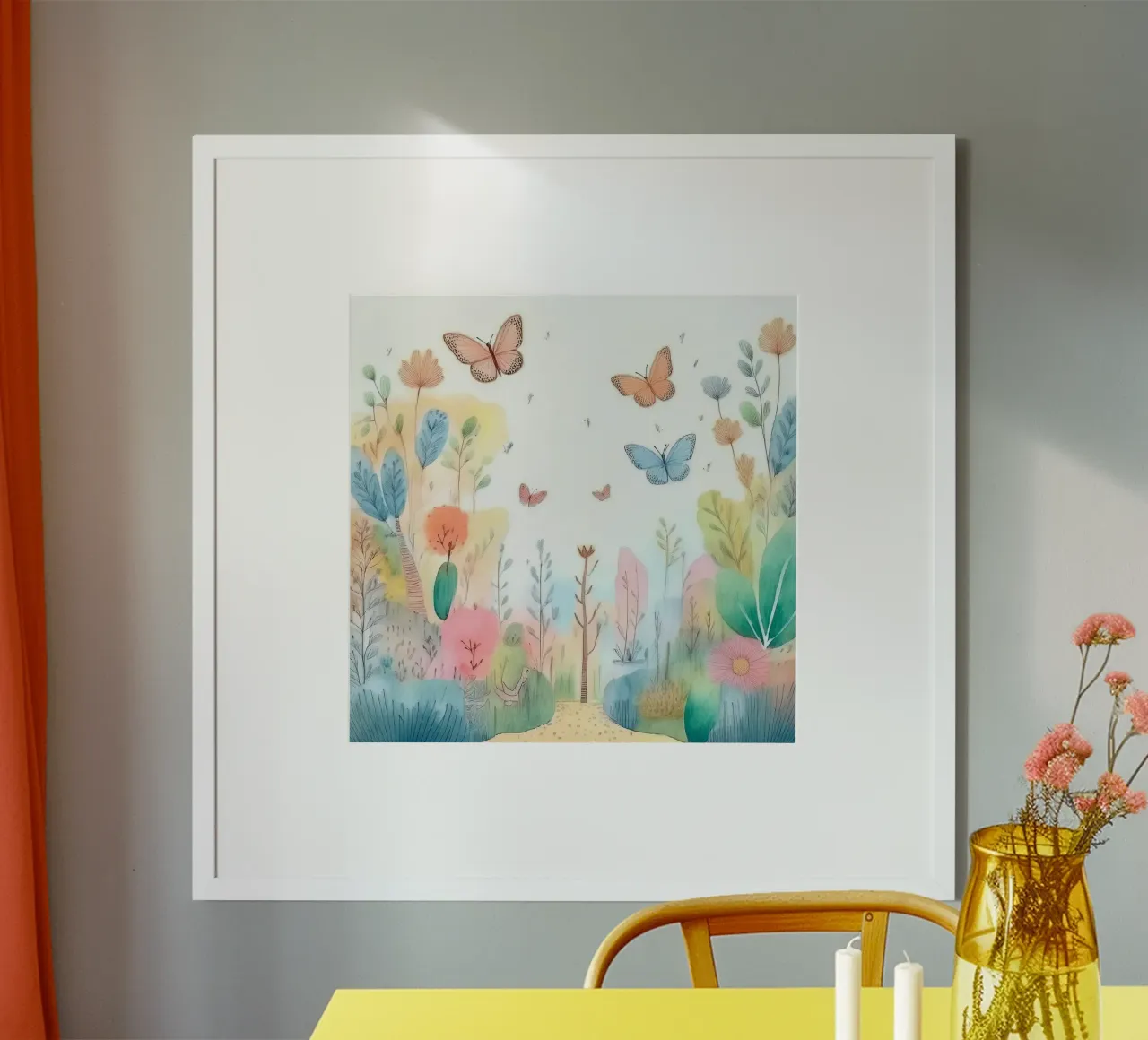 Giardino delle farfalle - Incantevole opera d'arte da parete sulla natura poster con telaio in plastica da HoneyDesignsByK