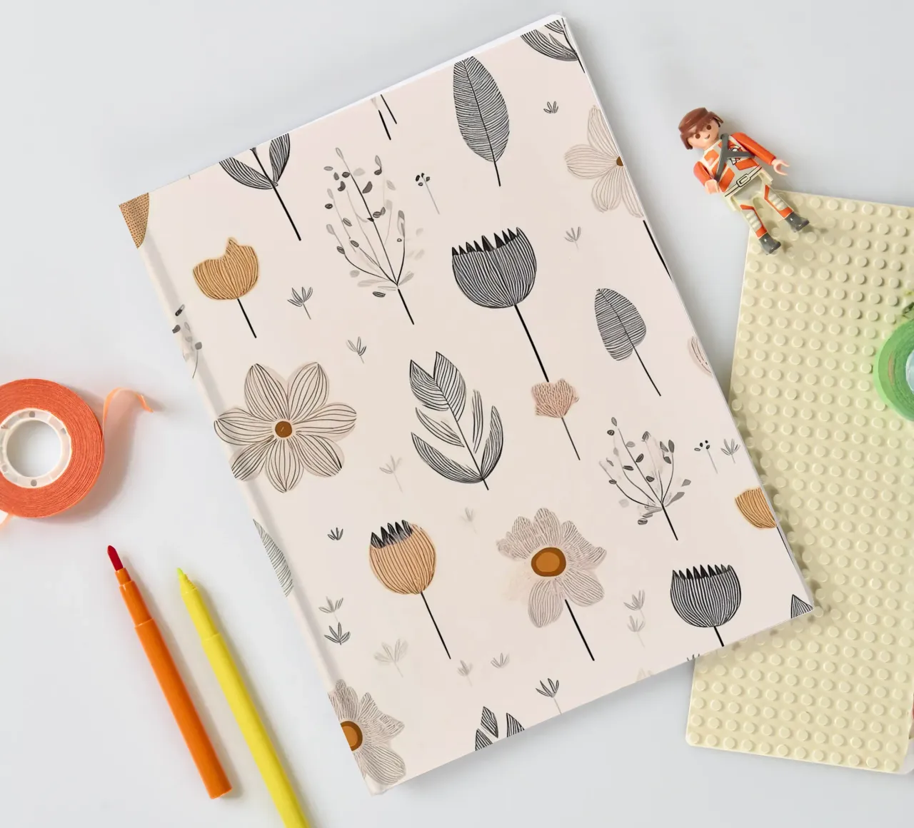 Minimalist Floral Pattern – Elegant Botanical Wall Art Print notebook by HoneyDesignsByK