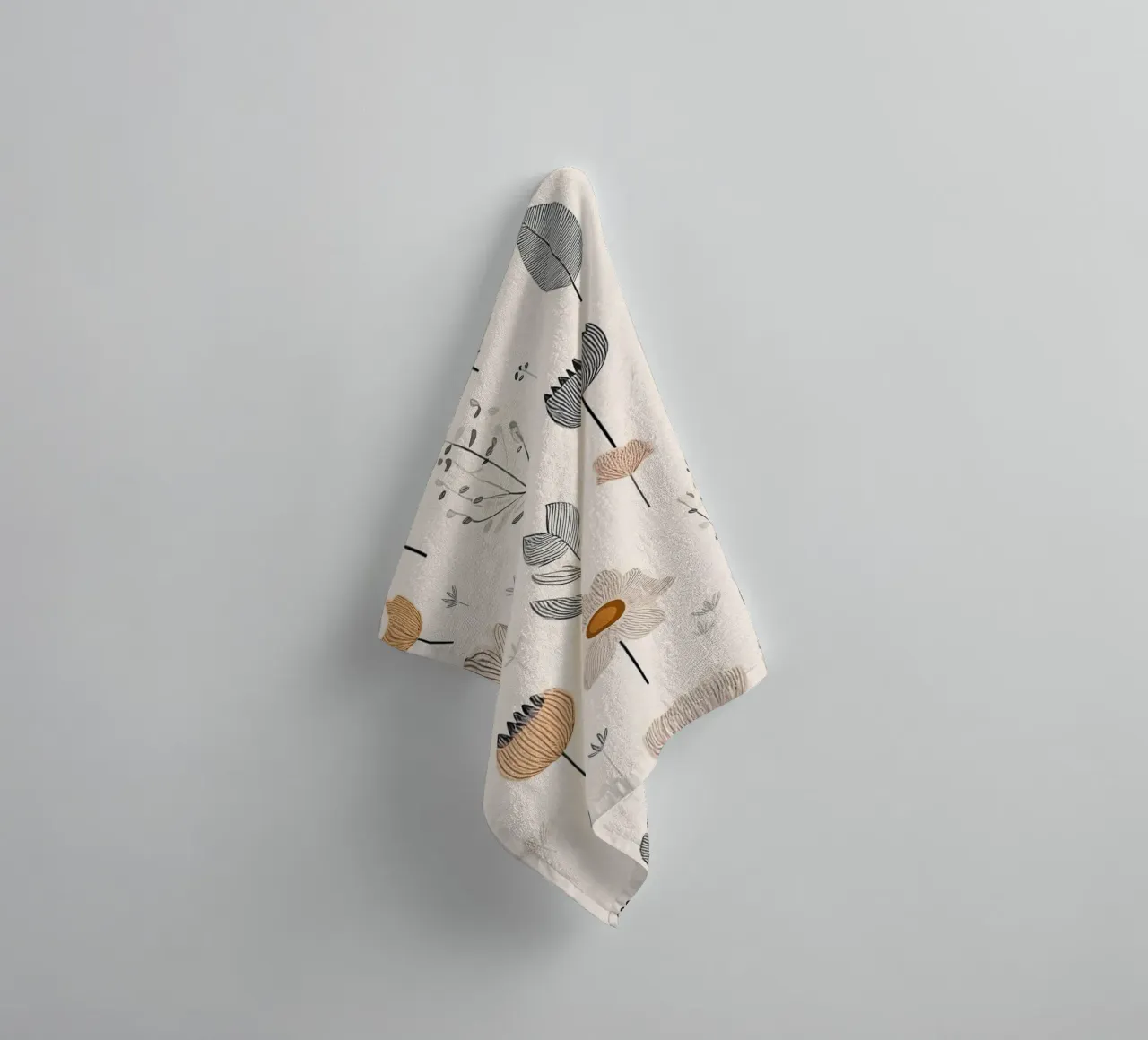 Minimalist Floral Pattern – Elegant Botanical Wall Art Print towel by HoneyDesignsByK