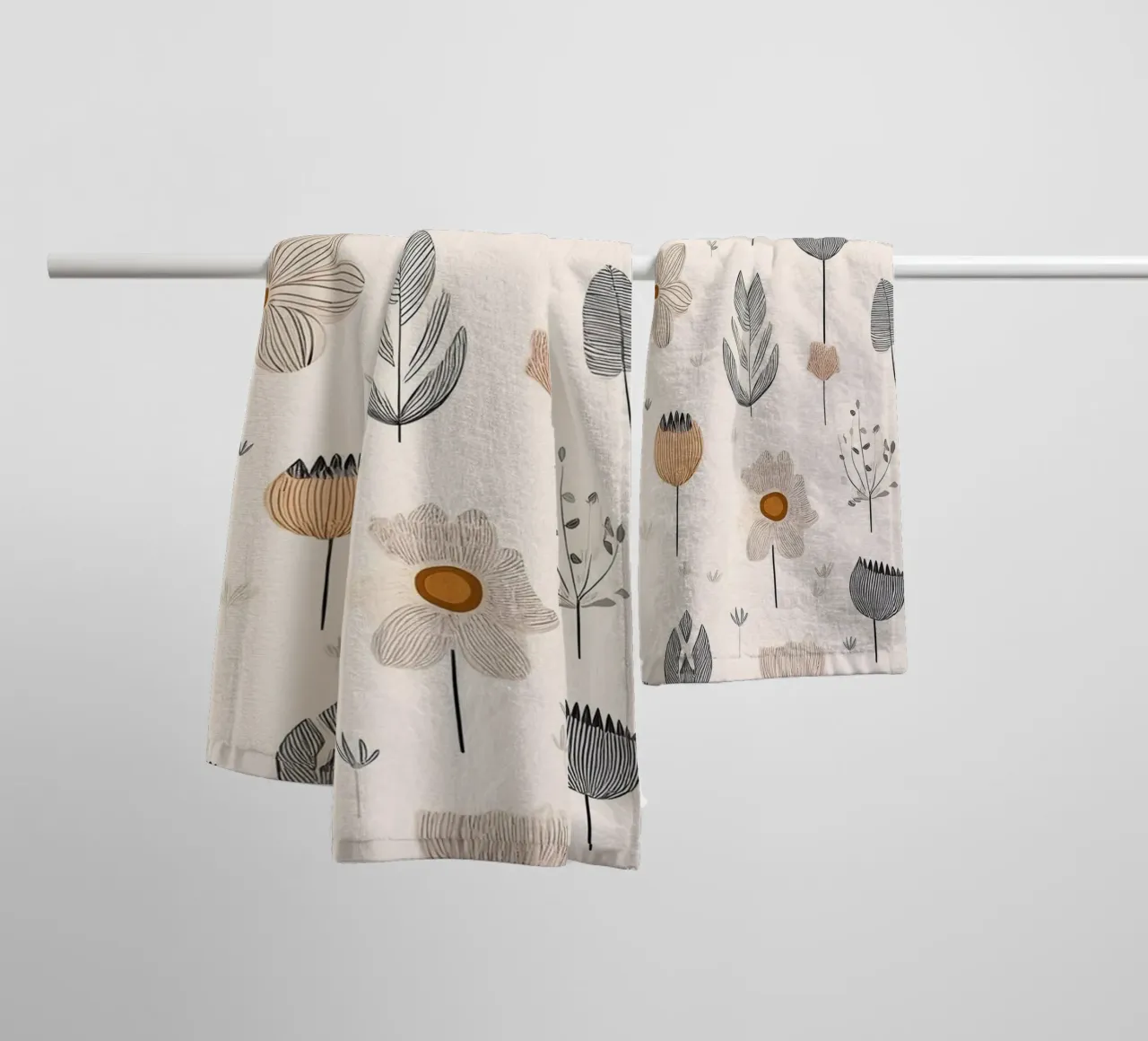 Minimalist Floral Pattern – Elegant Botanical Wall Art Print towel by HoneyDesignsByK