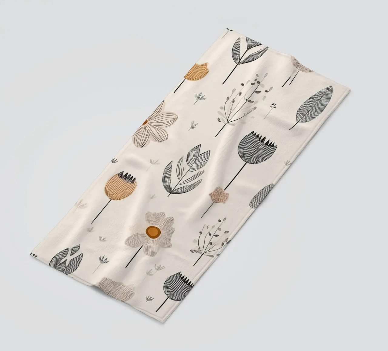 Minimalistisches Blumenmuster - Eleganter botanischer Wandkunstdruck Strandtuch von HoneyDesignsByK