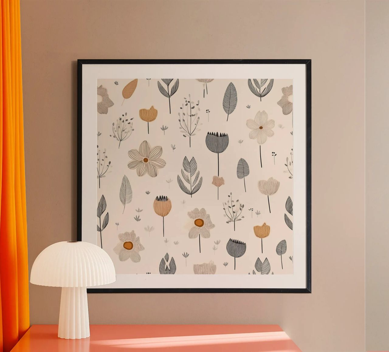 Minimalistisches Blumenmuster - Eleganter botanischer Wandkunstdruck Poster von HoneyDesignsByK