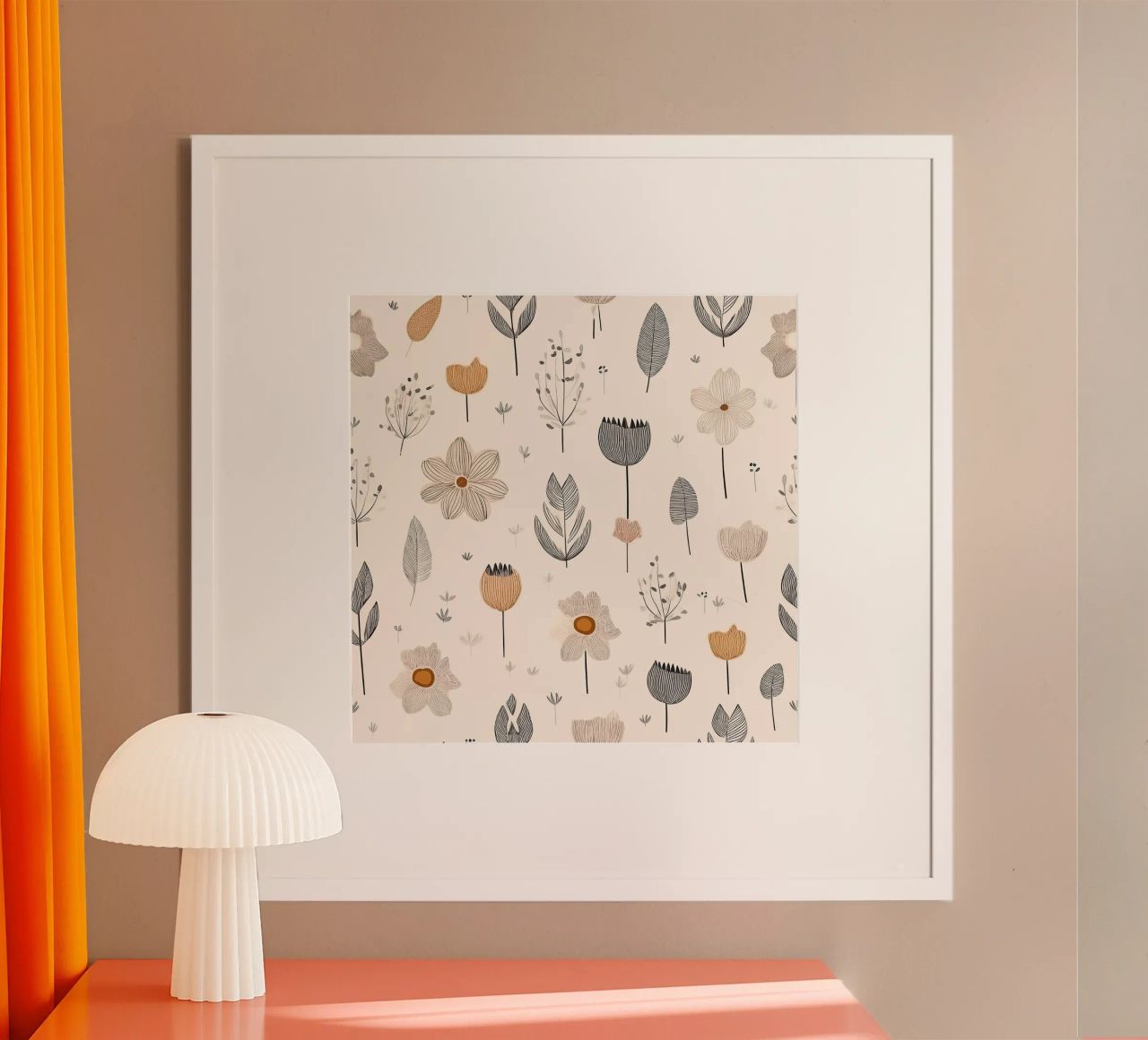Minimalistisches Blumenmuster - Eleganter botanischer Wandkunstdruck Poster von HoneyDesignsByK