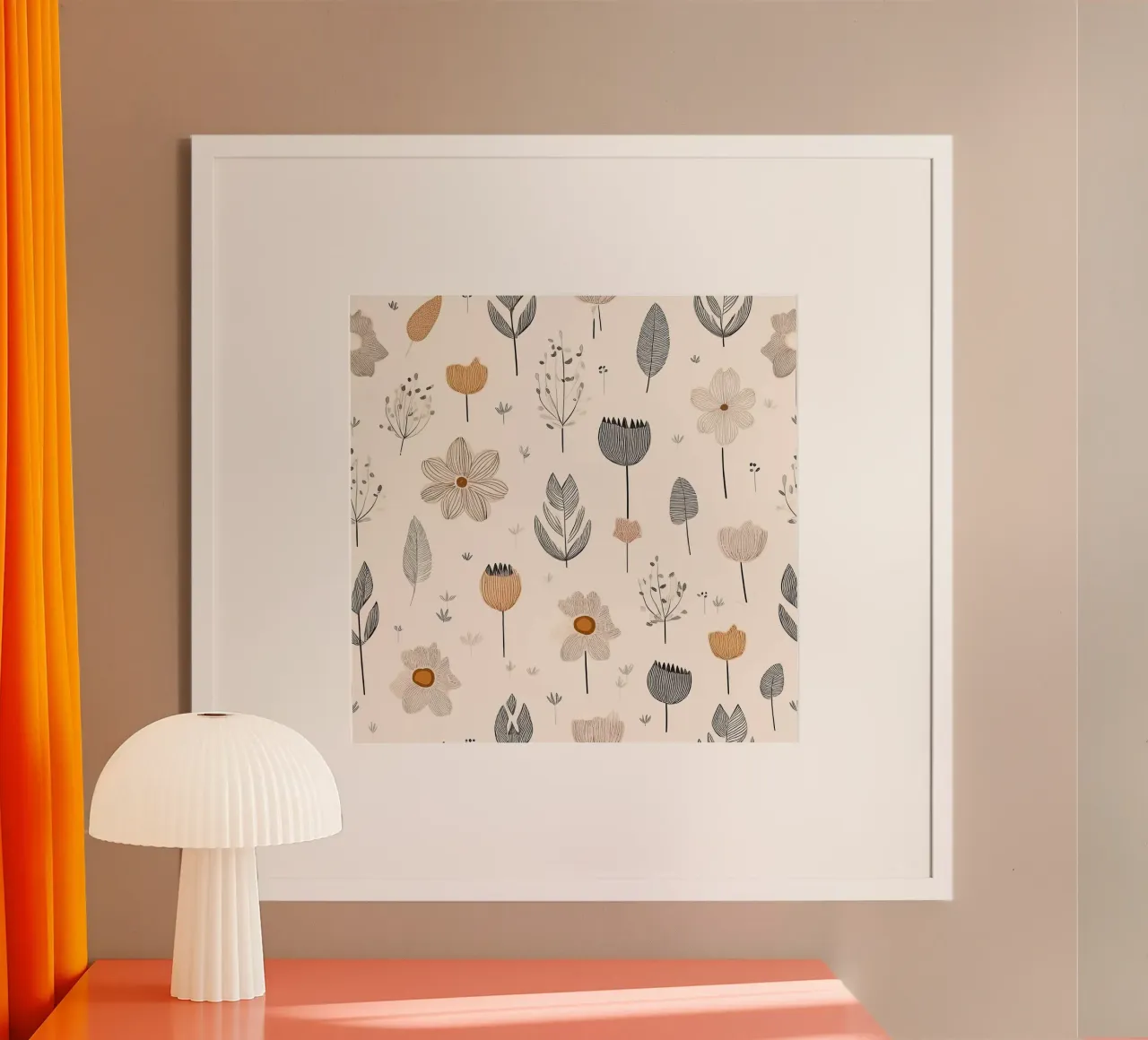 Minimalist Floral Pattern – Elegant Botanical Wall Art Print hahnemühle by HoneyDesignsByK