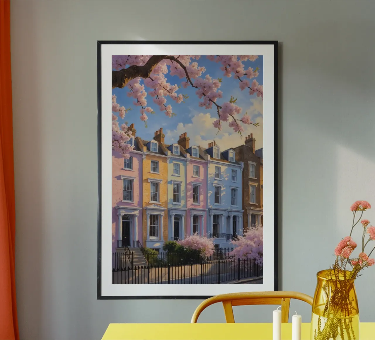 Iconic Notting Hill in Full Bloom poster con telaio in plastica da AlbertKlee