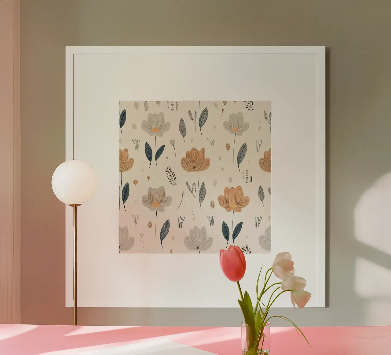 Modern Floral Pattern – Elegant Botanical Wall Art Print poster by HoneyDesignsByK