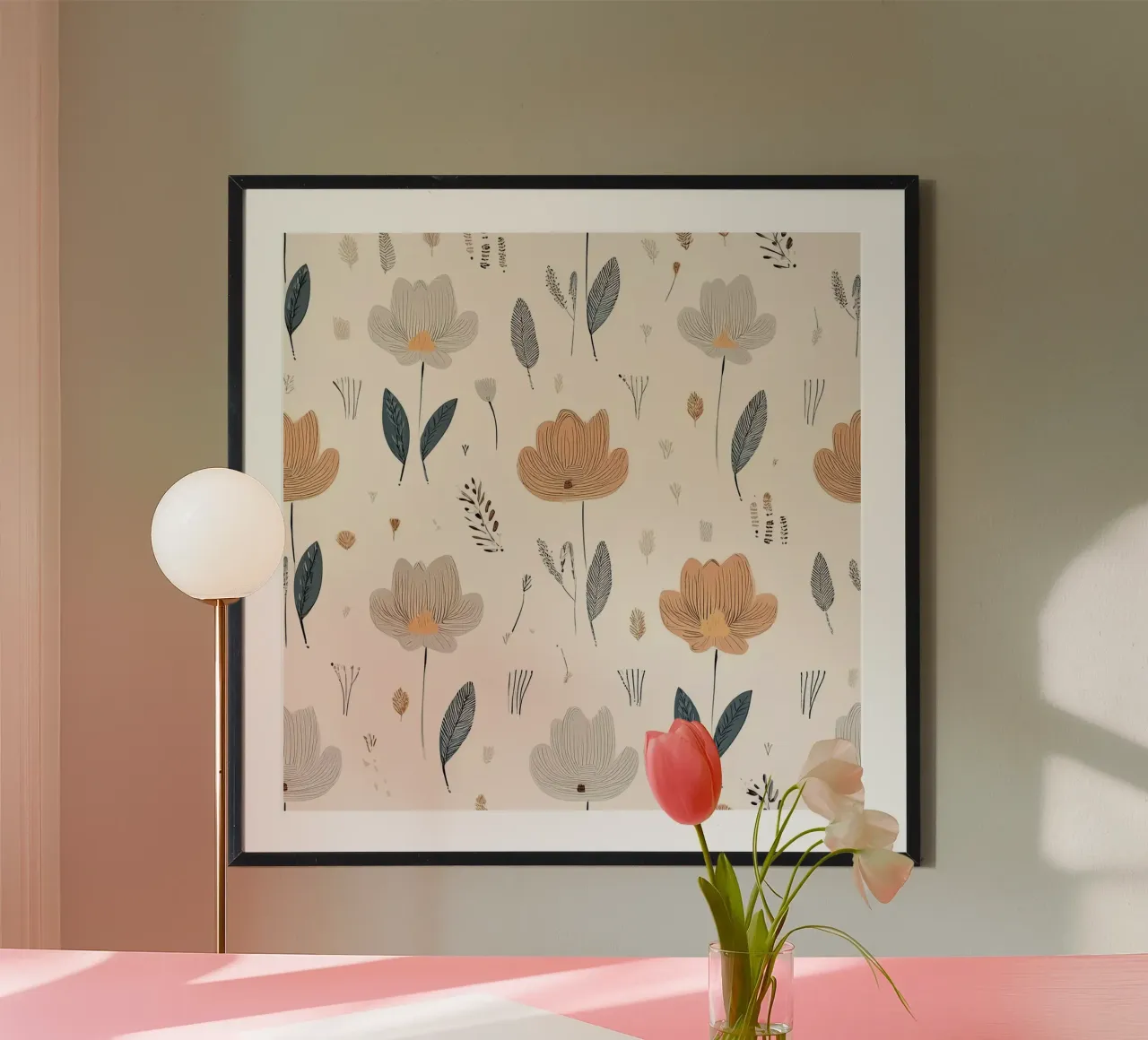 Modern Floral Pattern – Elegant Botanical Wall Art Print poster by HoneyDesignsByK