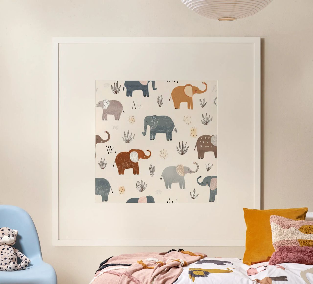 Verspieltes Elefantenmuster - liebenswerte Kinderzimmer-Wandkunst Poster von HoneyDesignsByK