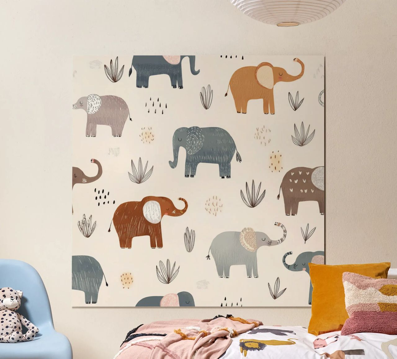 Verspieltes Elefantenmuster - liebenswerte Kinderzimmer-Wandkunst Poster von HoneyDesignsByK