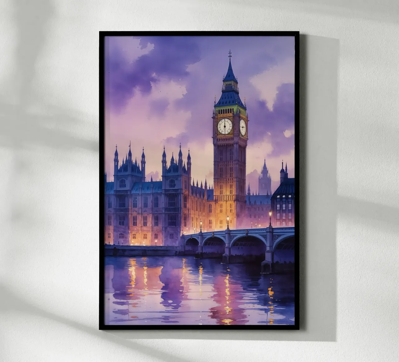 Big Ben at Twilight in Romantic Watercolor carta hahnemühle da AlbertKlee