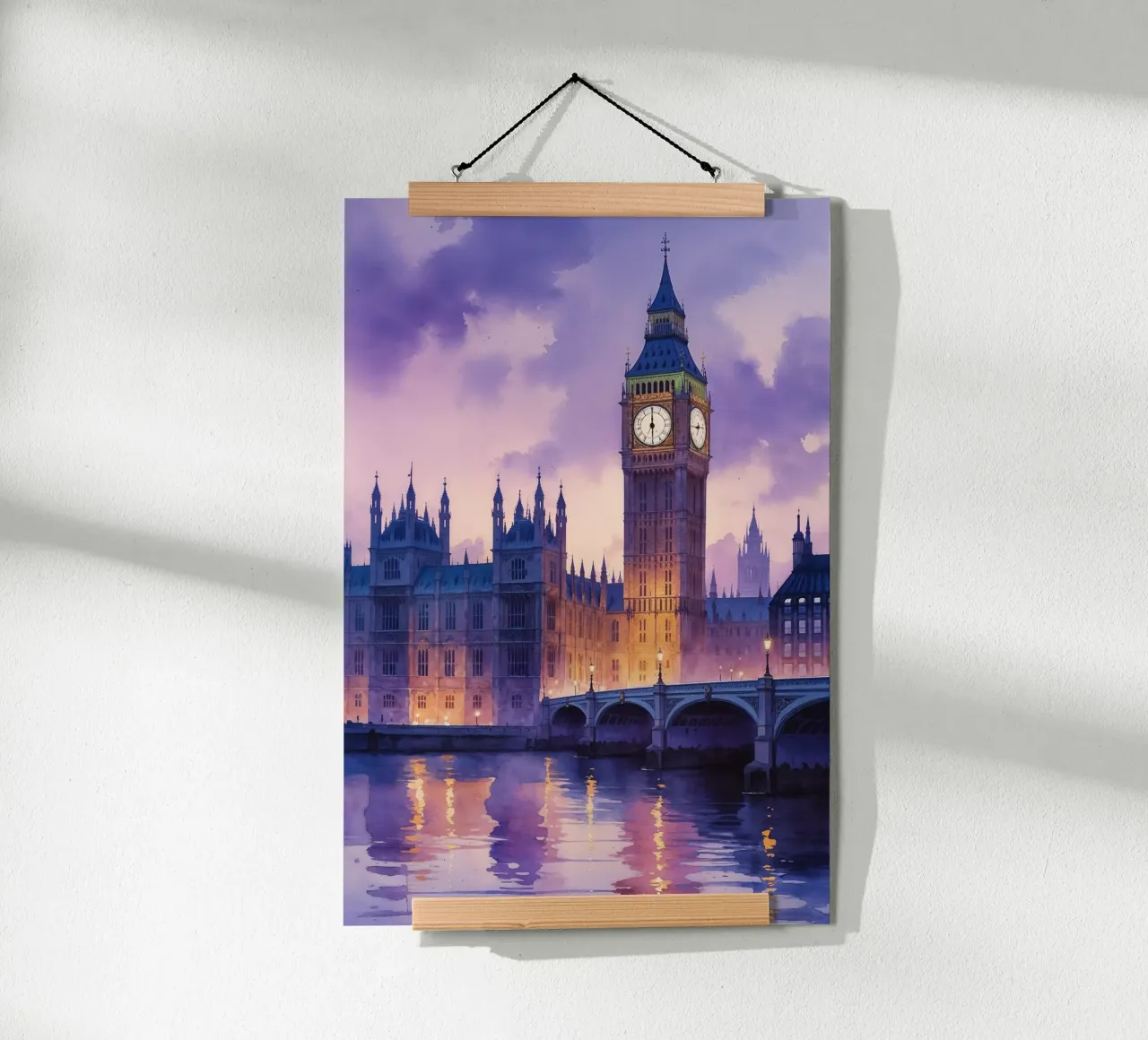 Big Ben at Twilight in Romantic Watercolor carta hahnemühle da AlbertKlee