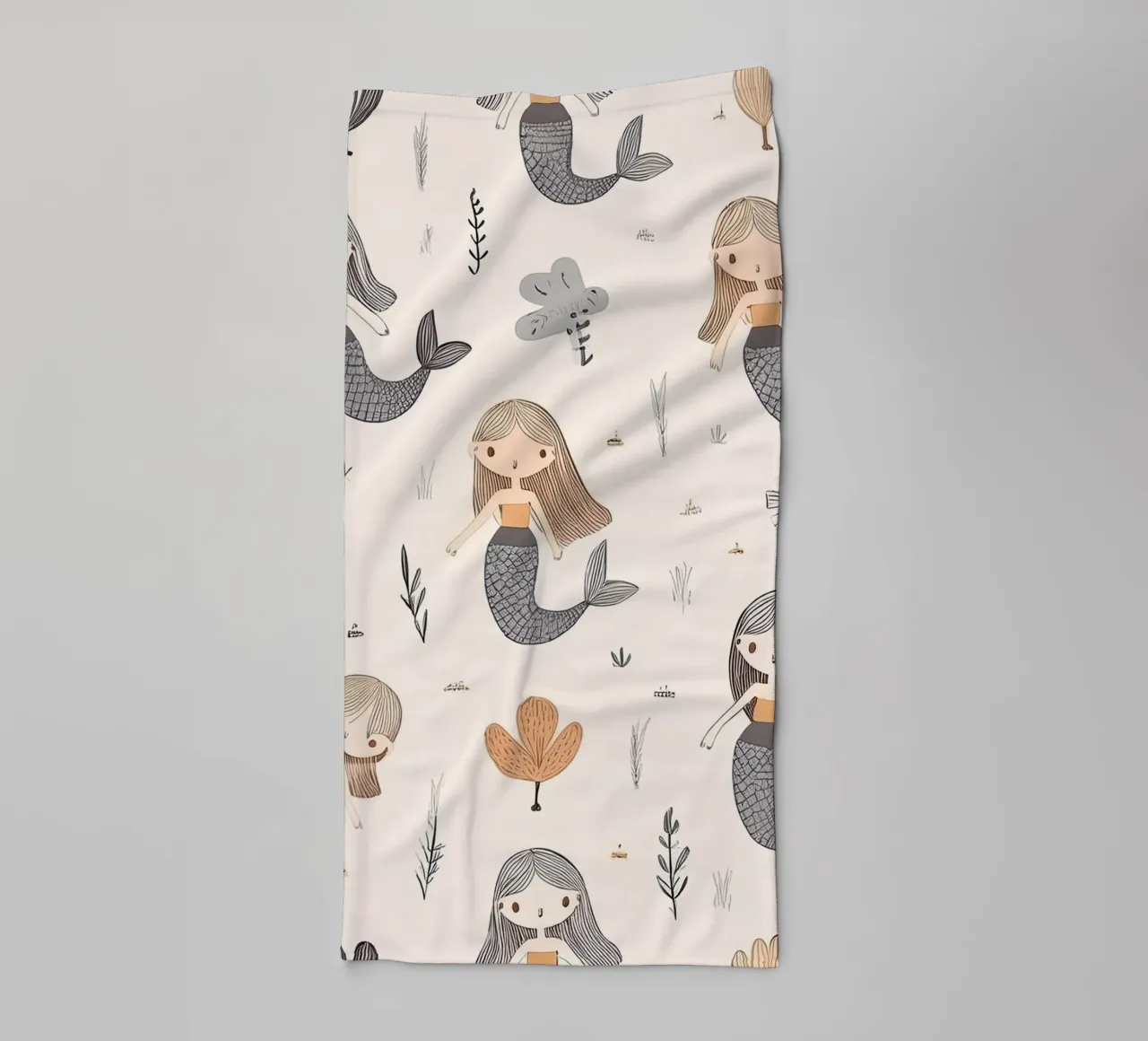 Whimsical Mermaid Pattern – Enchanting Kids Wall Art Print towel by HoneyDesignsByK