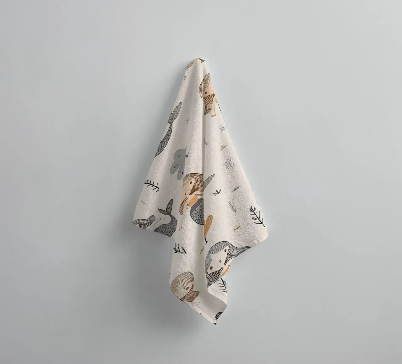 Whimsical Mermaid Pattern – Enchanting Kids Wall Art Print towel by HoneyDesignsByK