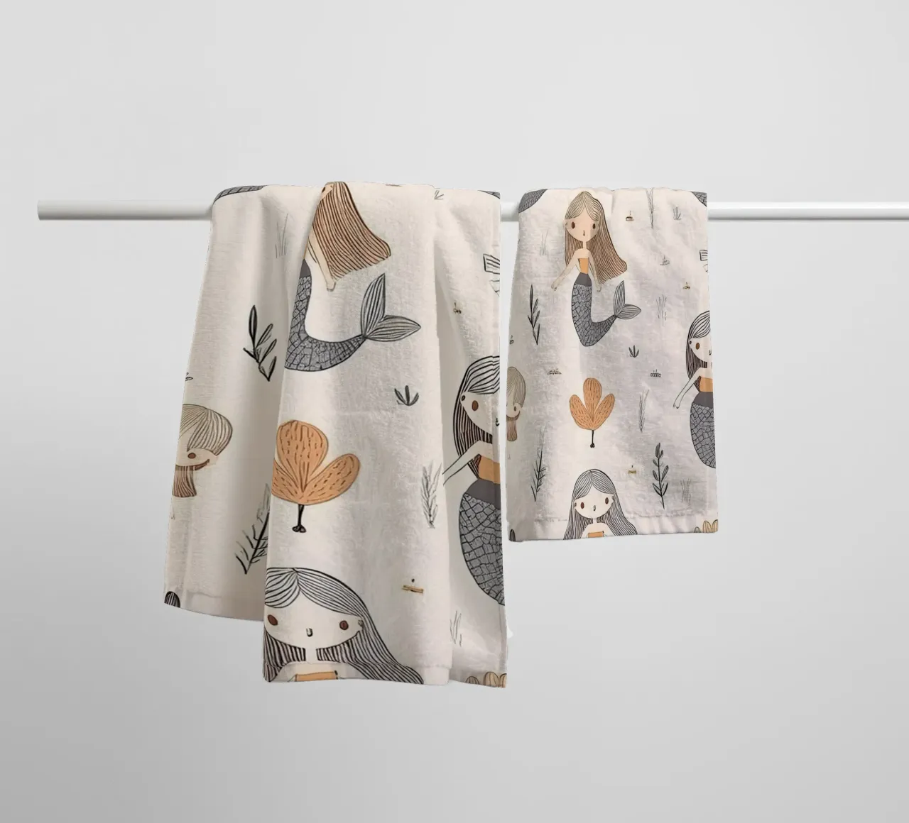 Whimsical Mermaid Pattern – Enchanting Kids Wall Art Print towel by HoneyDesignsByK
