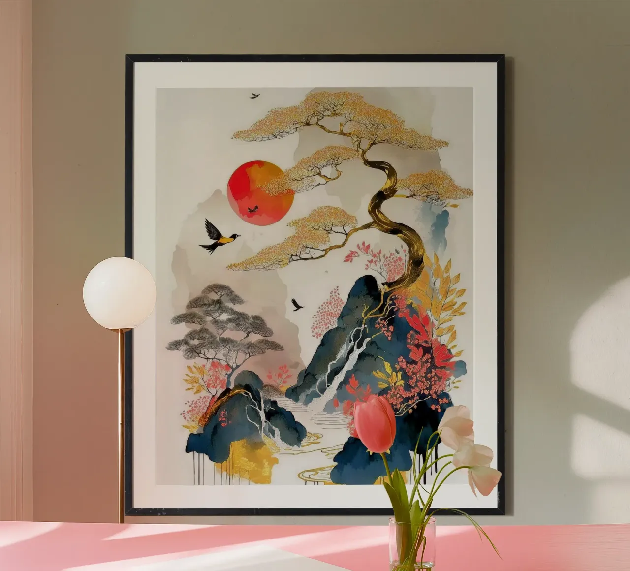 Golden Horizon poster con telaio in alluminio da Hightown Design