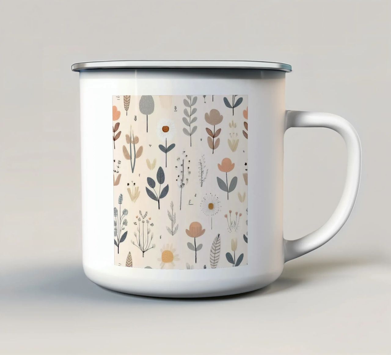 Elegante motivo floreale - Stampa d'arte da parete botanica moderna tazza in smalto da HoneyDesignsByK