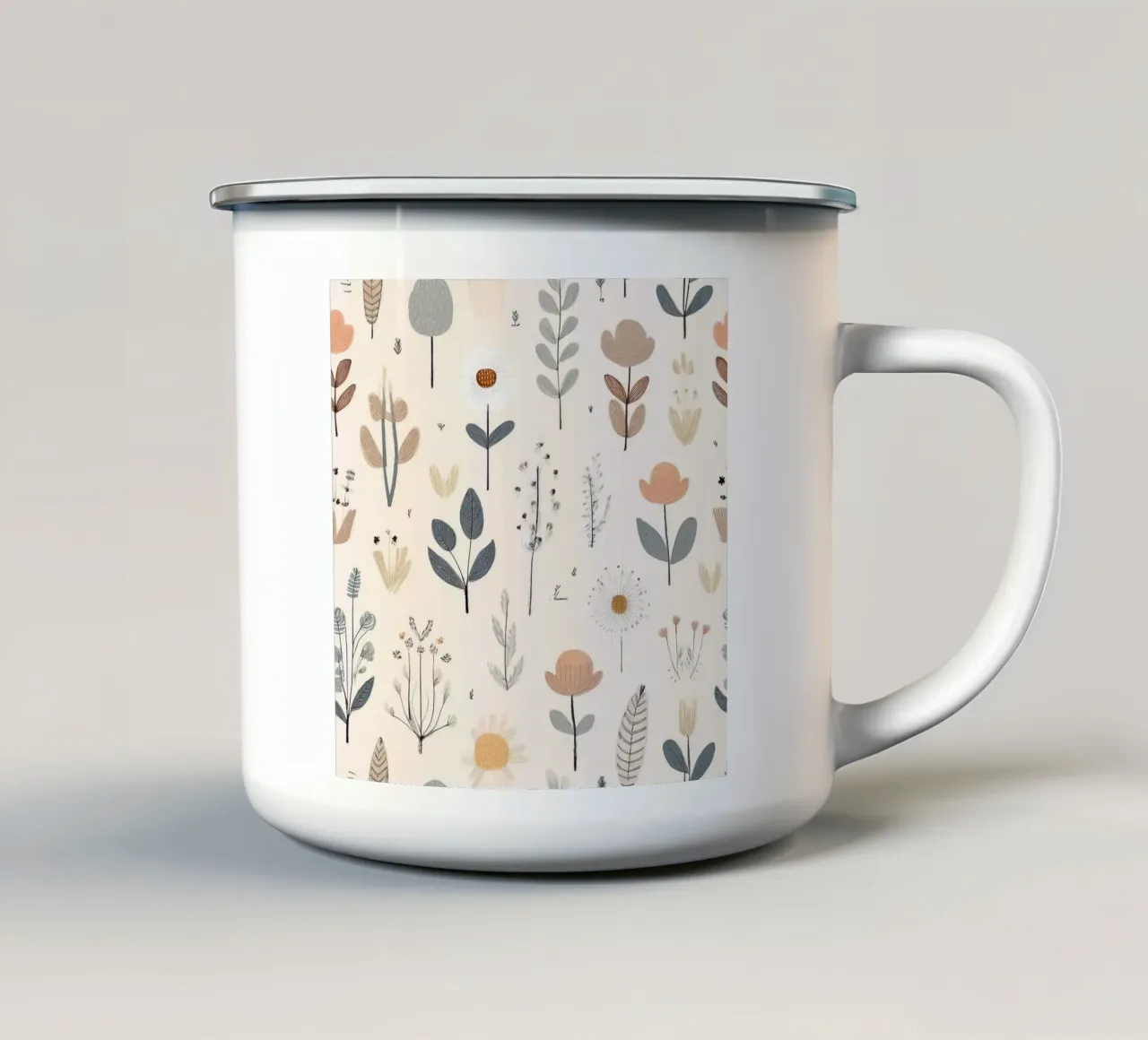 Elegante estampado floral - Lámina de arte botánico moderno taza de esmalte de HoneyDesignsByK