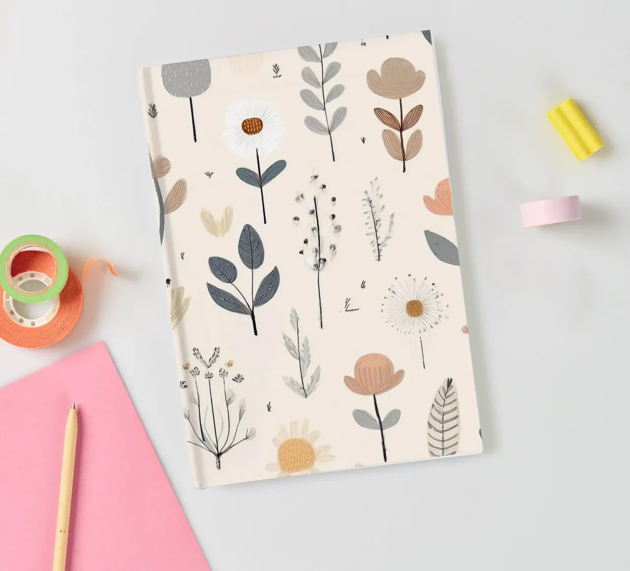 Elegant Floral Pattern – Modern Botanical Wall Art Print notebook by HoneyDesignsByK