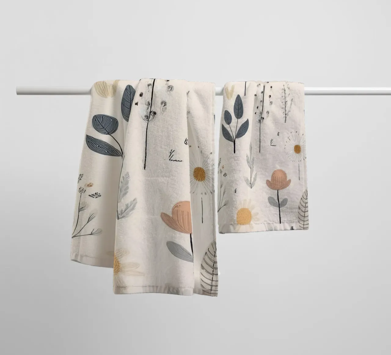 Elegant Floral Pattern – Modern Botanical Wall Art Print towel by HoneyDesignsByK