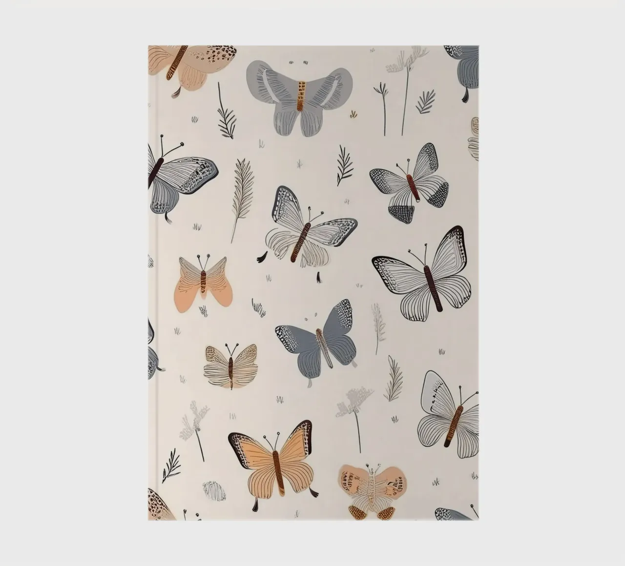 Elegant Butterfly Pattern – Nature-Inspired Wall Art Print notebook by HoneyDesignsByK