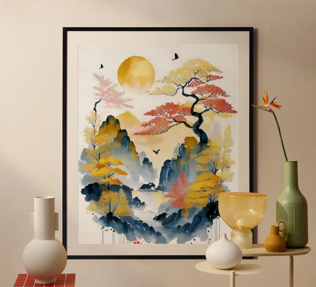 Amber Peaks poster con telaio in alluminio da Hightown Design