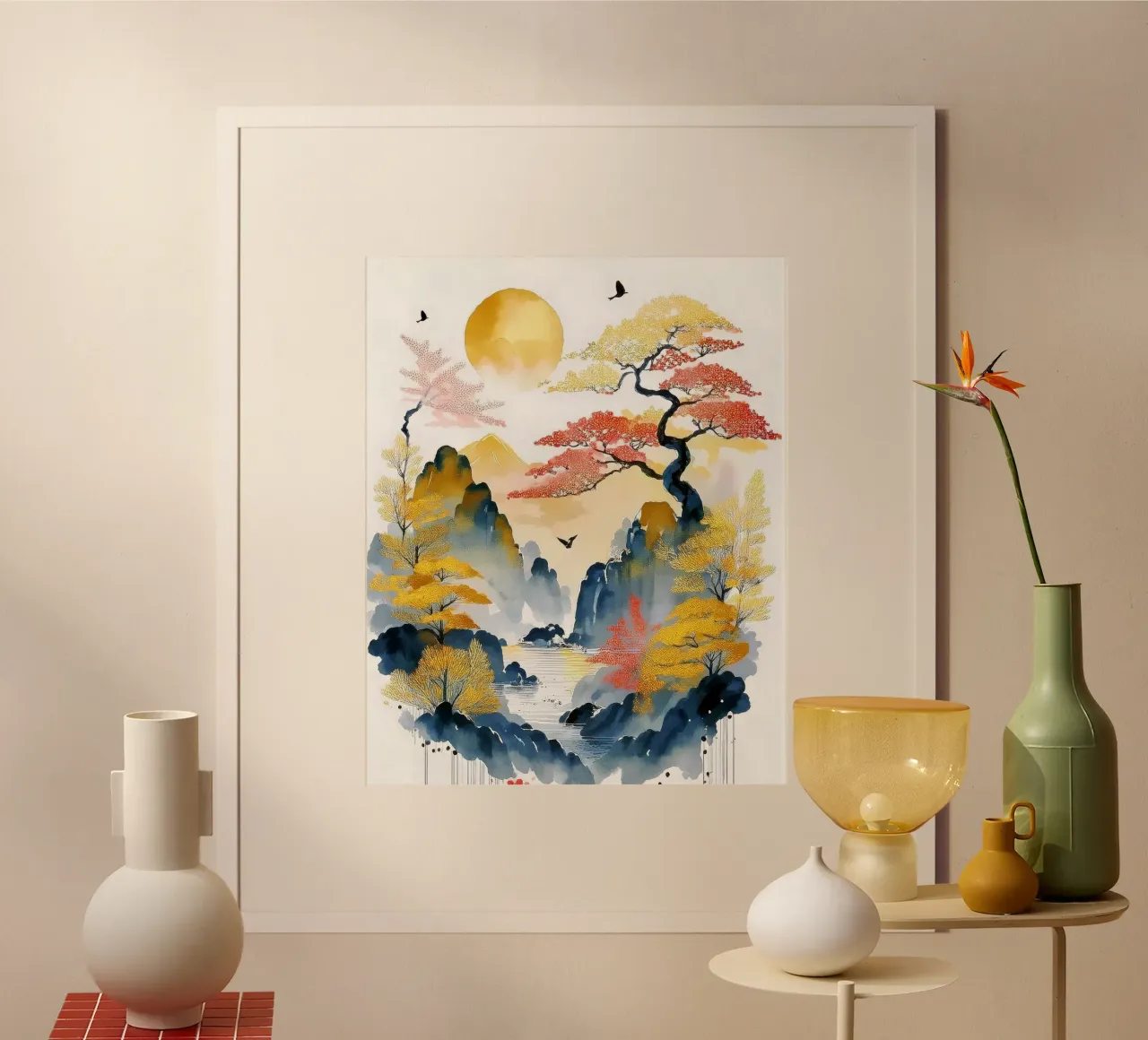 Amber Peaks poster con telaio in alluminio da Hightown Design