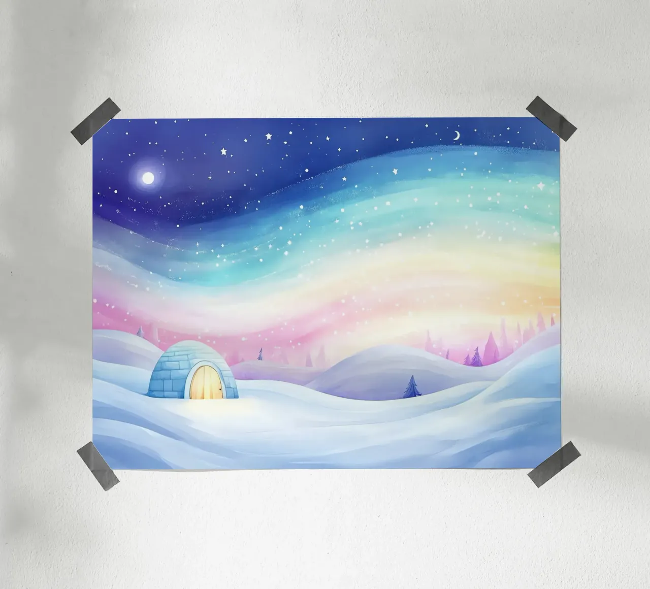 Igloo polare: sotto la danza dell'aurora boreale poster da Théïa's Fantasia World