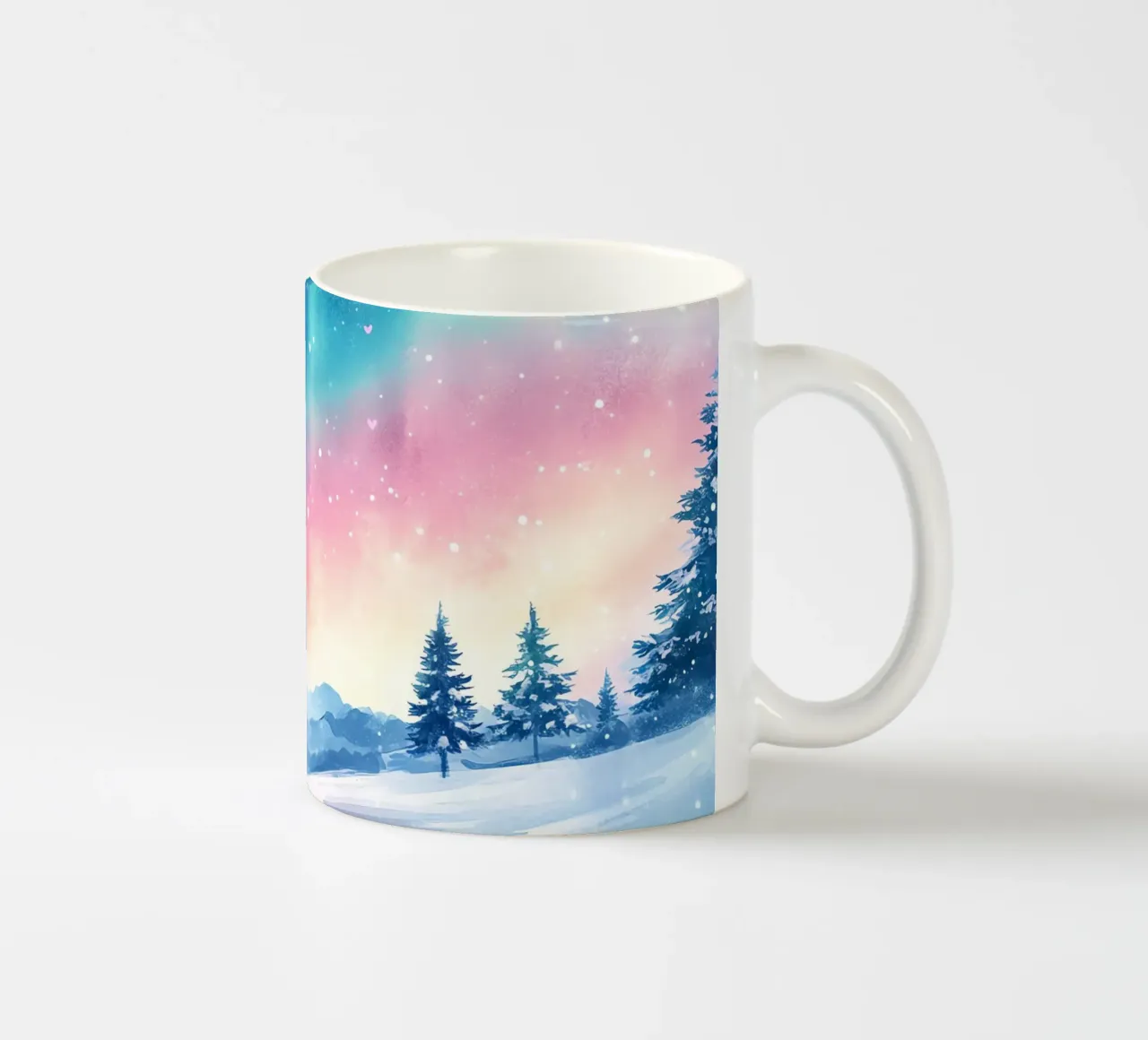 L'aurora boreale: la foresta sotto l'aurora boreale tazza in ceramica da Théïa's Fantasia World