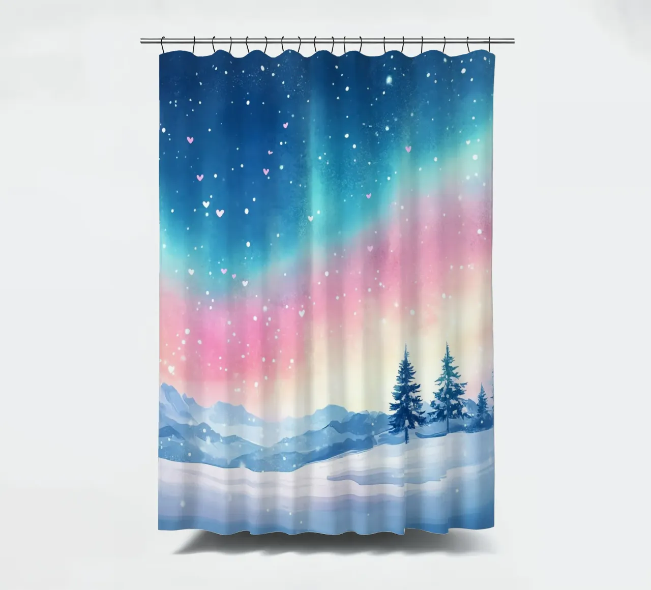 L'aurora boreale: la foresta sotto l'aurora boreale tenda da doccia da Théïa's Fantasia World