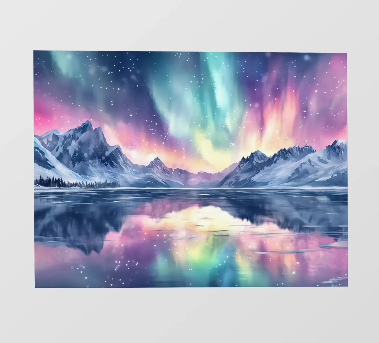 Reflets Polaires: l'aurora boreale ai piedi delle cime telo in pvc da Théïa's Fantasia World