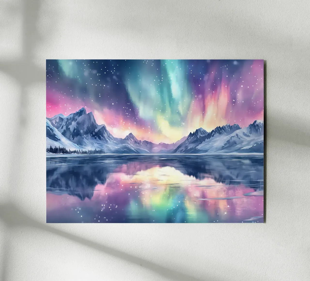 Reflets Polaires: l'aurora boreale ai piedi delle cime alluminio dibond da Théïa's Fantasia World