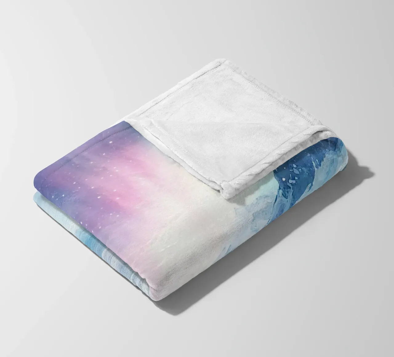 Boreal Mirror: Lake and Mountains under the Aurora fleece blanket by Théïa's Fantasia World