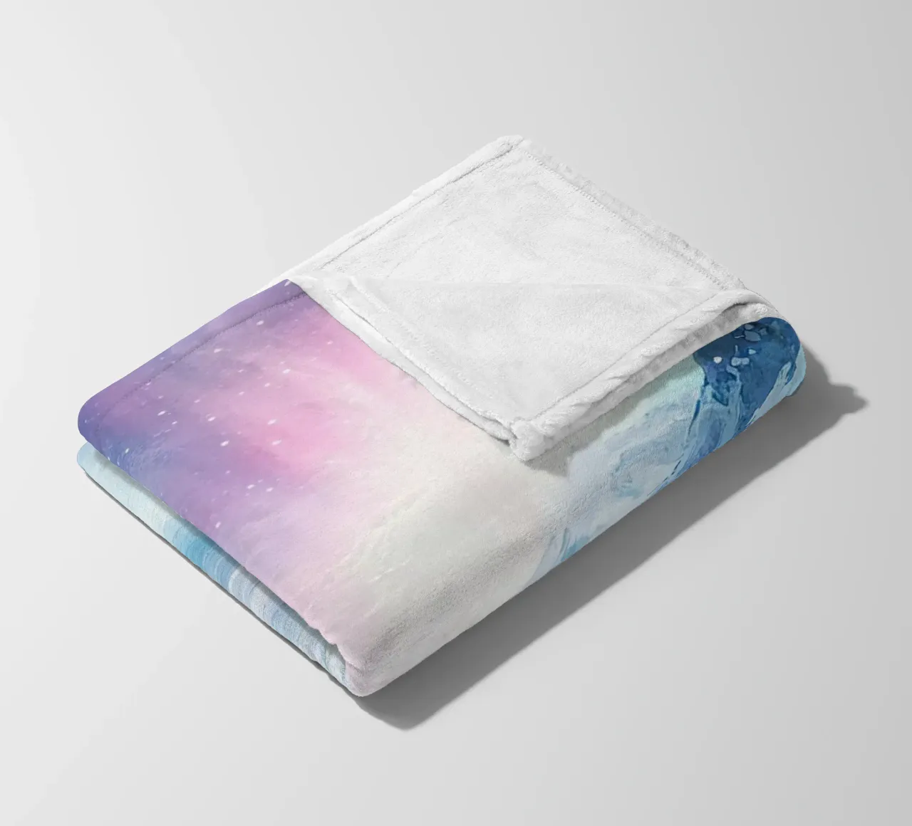 Boreal Mirror: Lake and Mountains under the Aurora fleece blanket by Théïa's Fantasia World