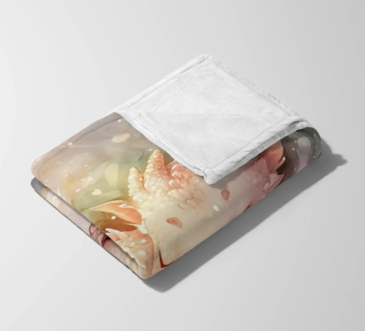 Peaceful Awakening: Sleeping Dragon in a Bed of Flowers fleece blanket by Théïa's Fantasia World