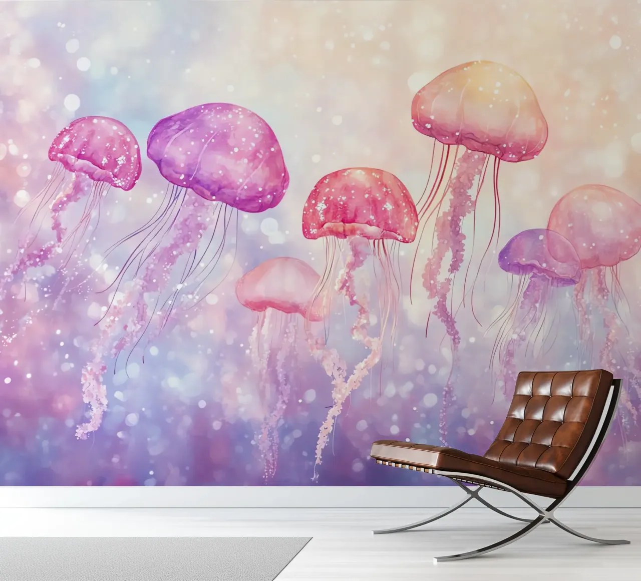 Medusa encantada : Ballet rosa y violeta papel para pared de Théïa's Fantasia World