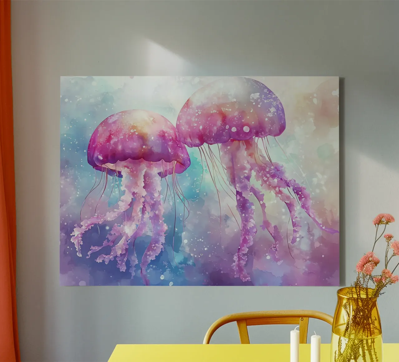 Violet Duo: De sierlijke Medusa-tweeling canvas met Baklijst van Théïa's Fantasia World