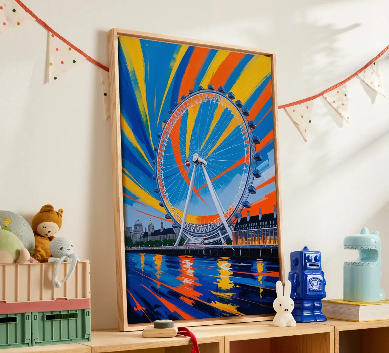 Abstract Artwork of the London Eye in Full Motion tela con Cornice a cassetta da AlbertKlee
