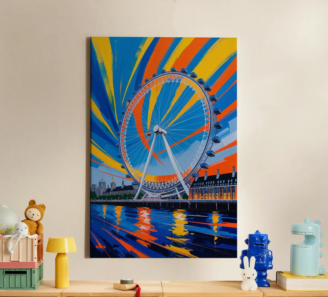 Abstract Artwork of the London Eye in Full Motion tela con Cornice a cassetta da AlbertKlee